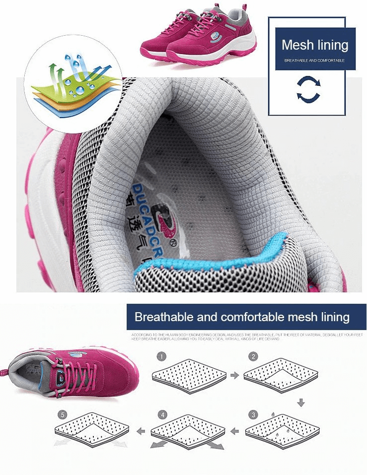 Women's sports sneakers with breathable mesh lining and lace-up closure, featuring a stylish design and comfortable fit.